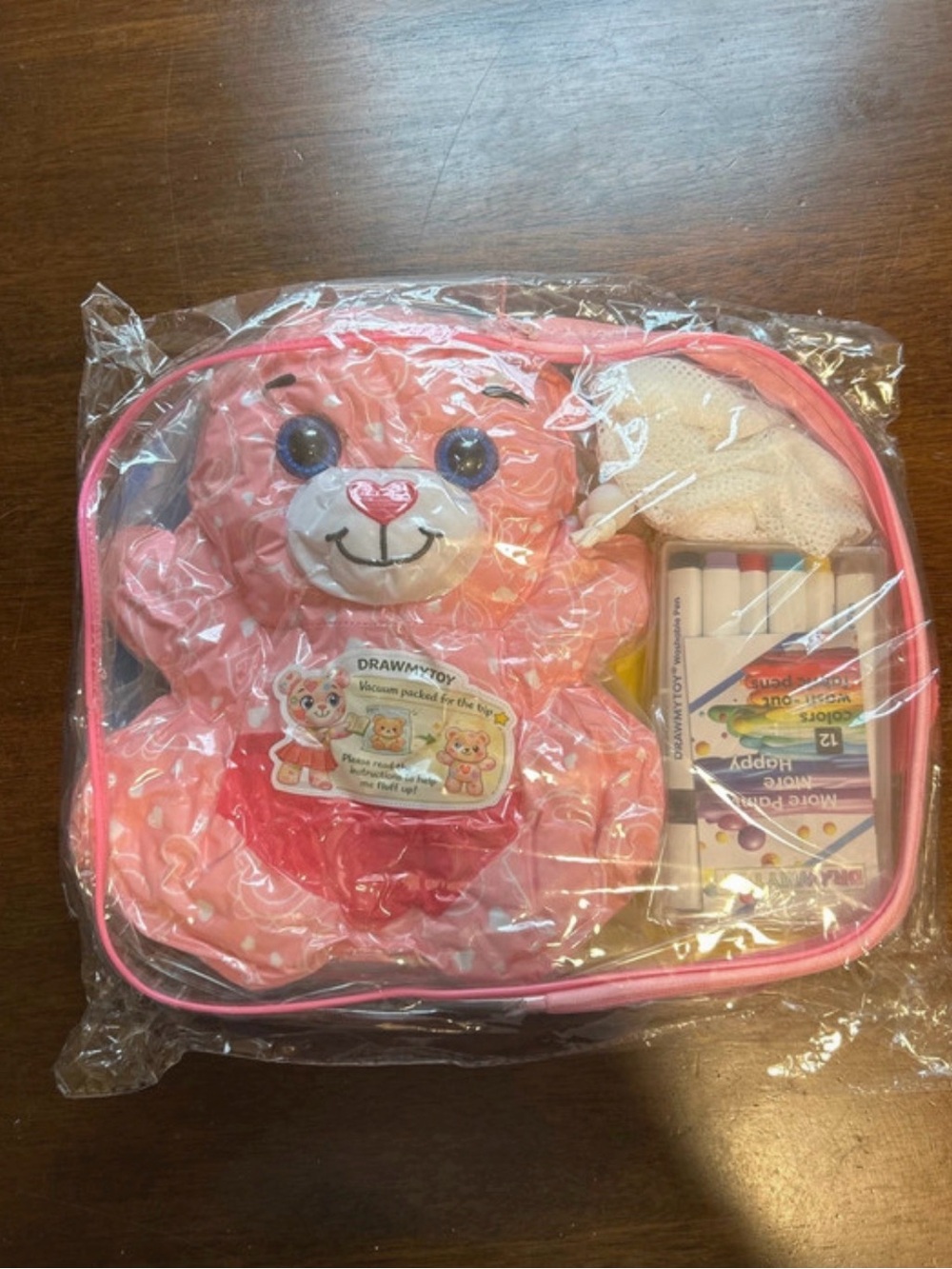 Pink Teddy Art Kit for Kids - Washable Plush